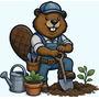 Biber bei der Gartenarbeit